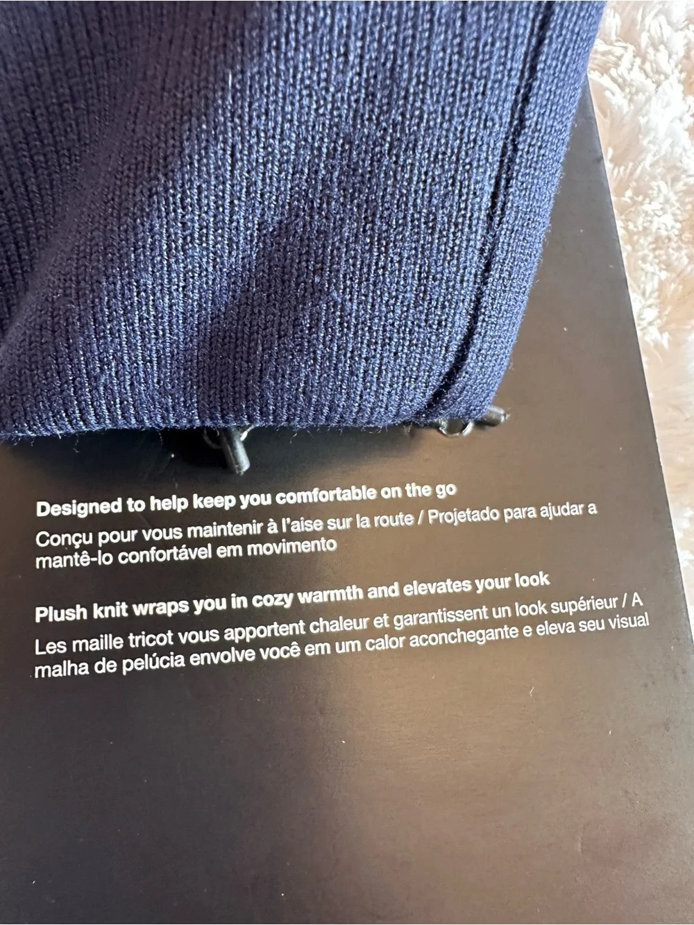 Nike Navy and White Fuzzy Knit Mittens